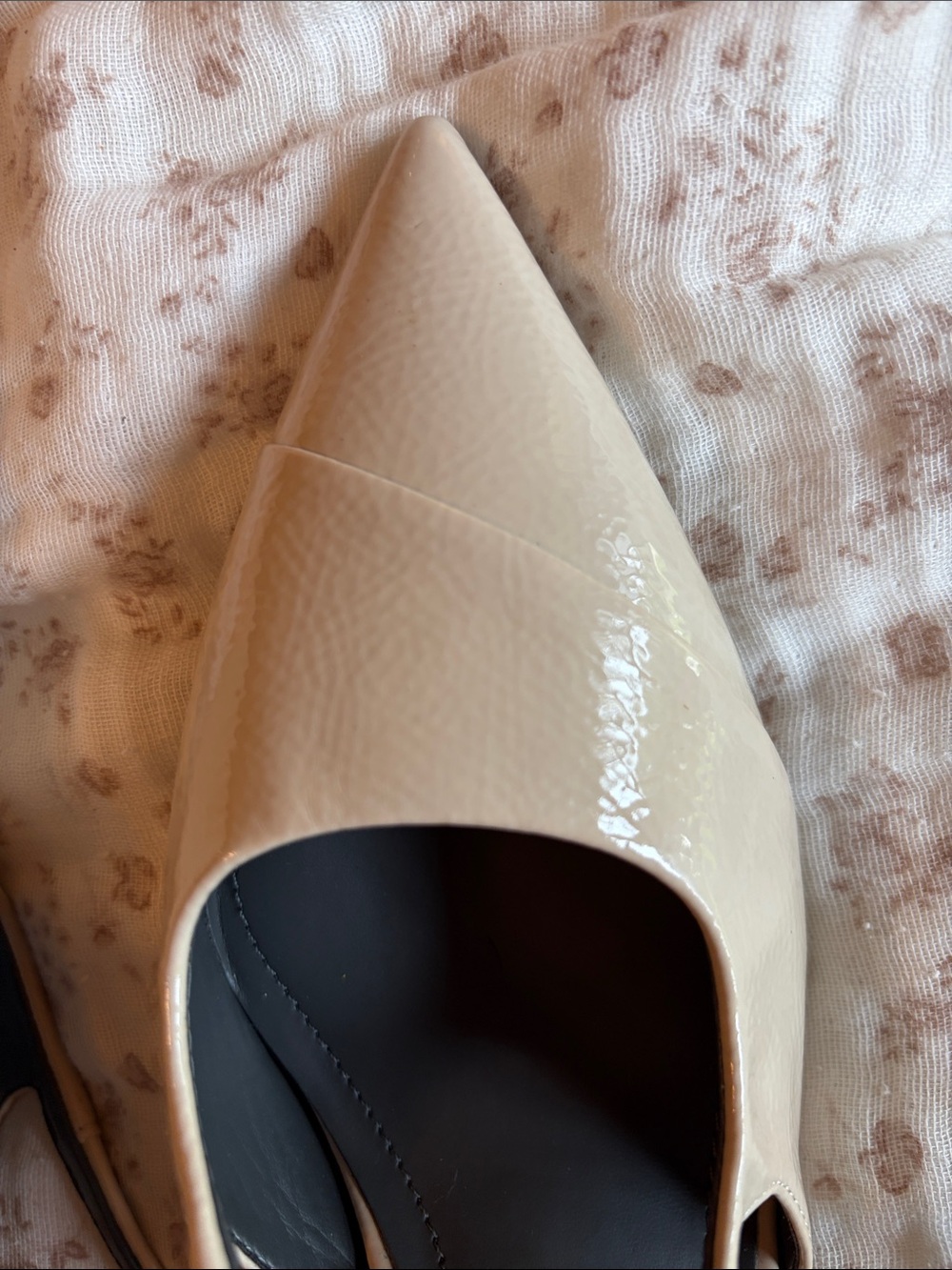 Franco Sarto Cream Patent Pointed Slingback Heels - Picture 13 of 17